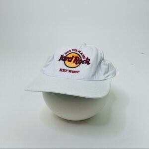 Hard Rock Vintage White Embroidered Save The Planet Key West Snap Back Hat